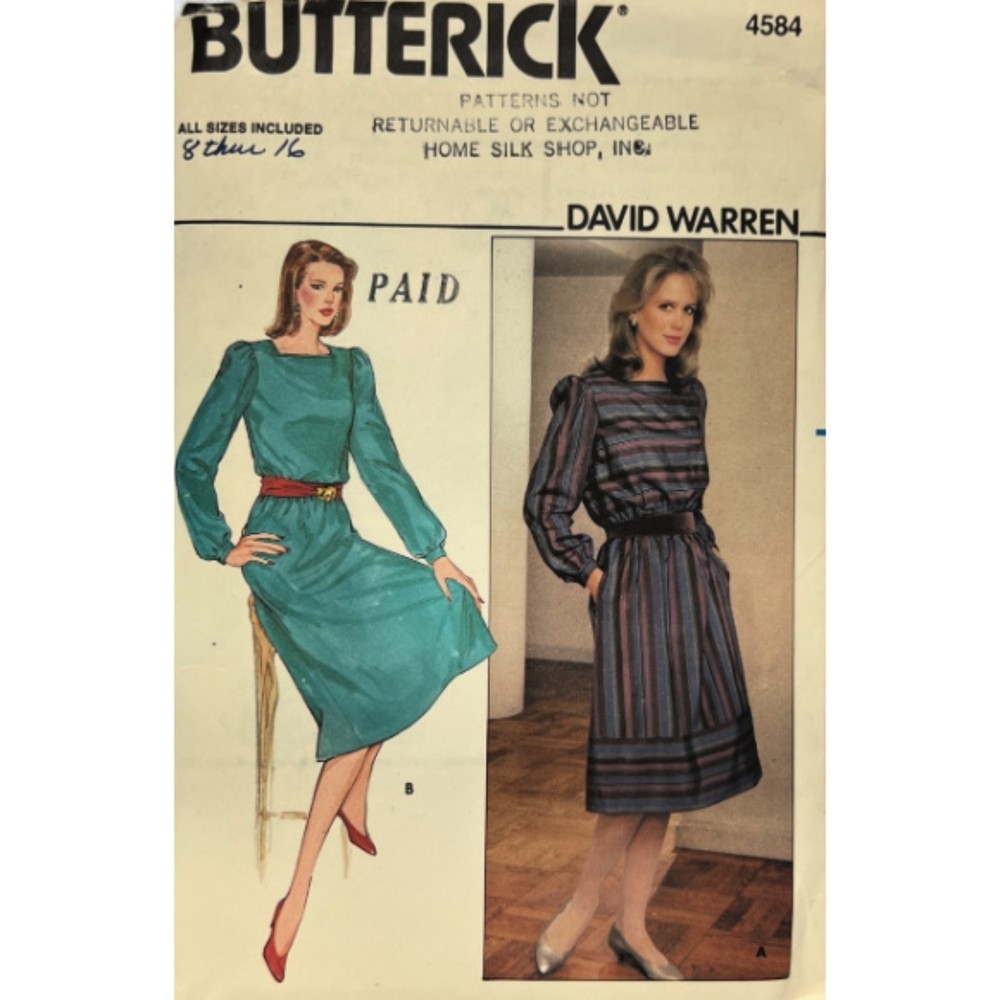Vintage ©1980 - Butterick 4584 Sewing Pattern - David Warren Dress Pattern